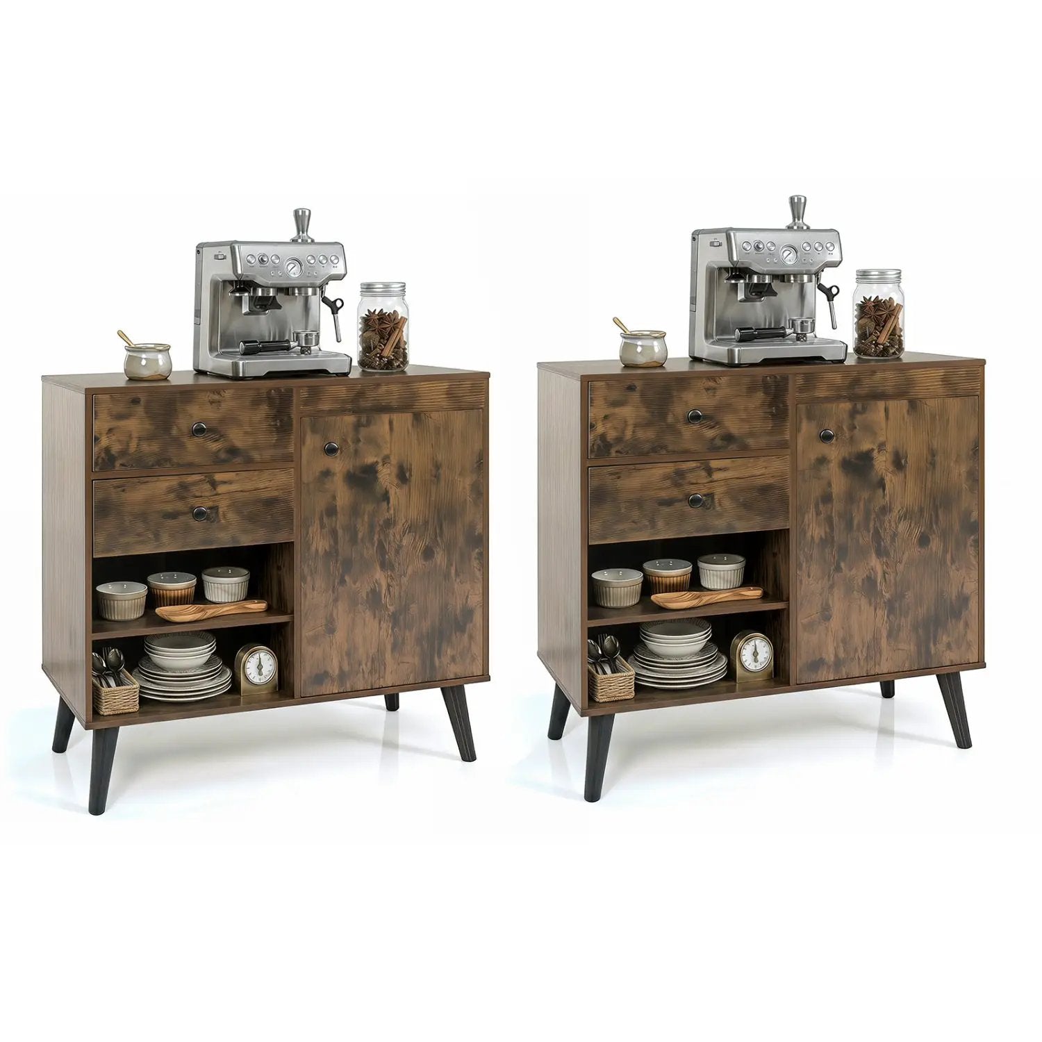31" Buffet Cabinet Set of 2 with Drawers and Shelves by DirectDeals