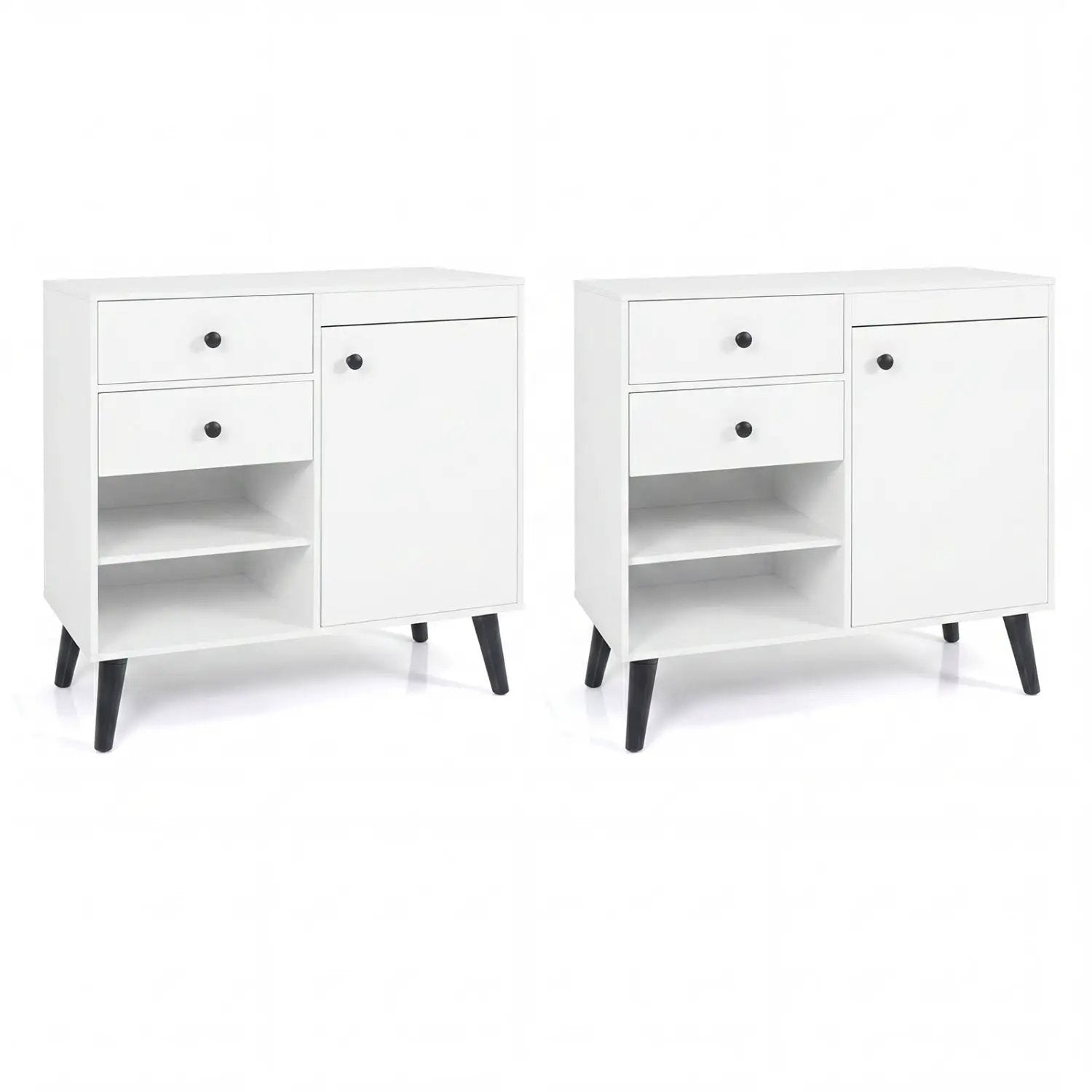 31" Buffet Cabinet Set of 2 with Drawers and Shelves by DirectDeals