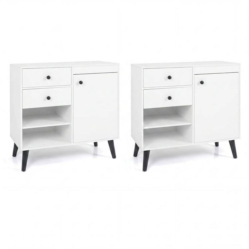 31" Buffet Cabinet Set of 2 with Drawers and Shelves by DirectDeals