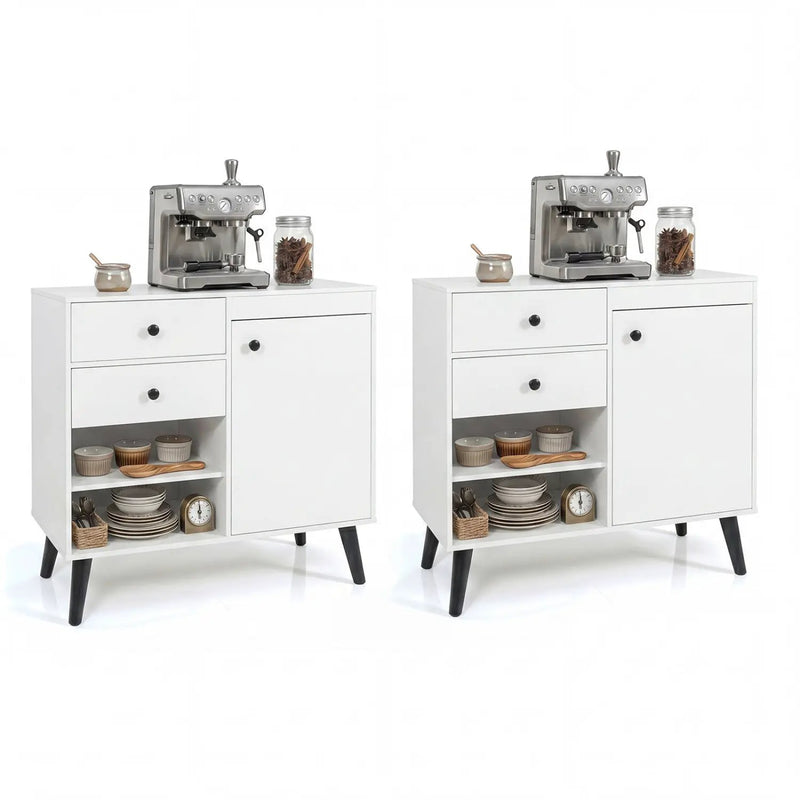 31" Buffet Cabinet Set of 2 with Drawers and Shelves by DirectDeals