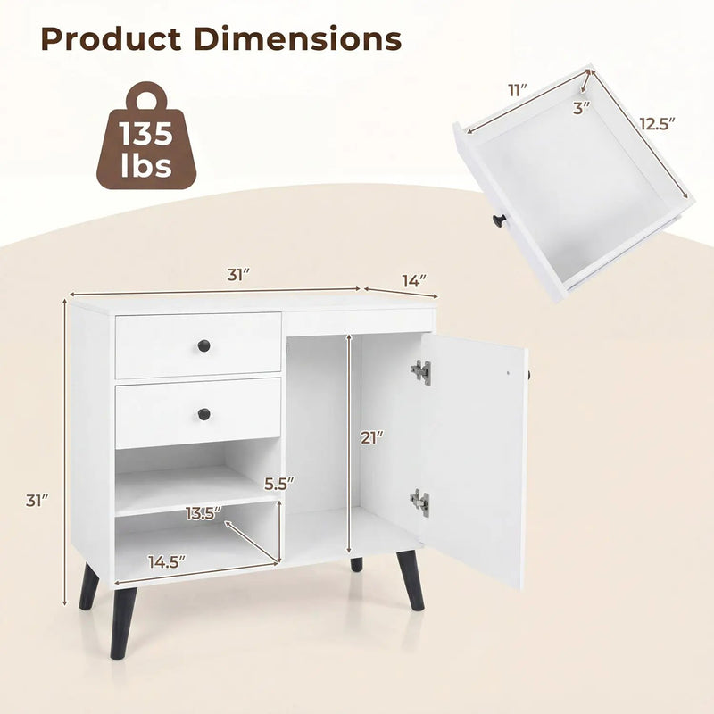 31" Buffet Cabinet Set of 2 with Drawers and Shelves by DirectDeals