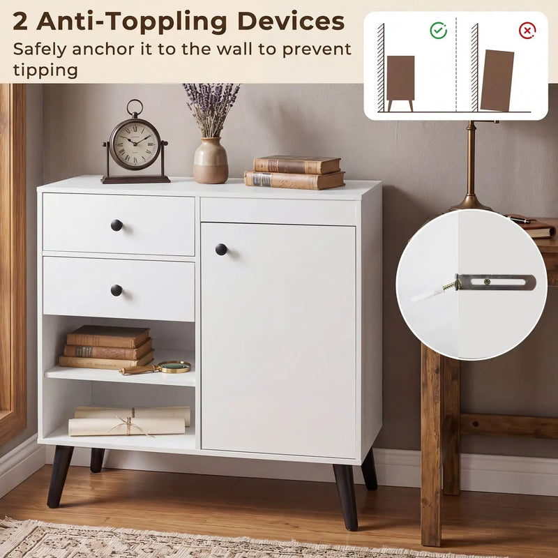 31" Buffet Cabinet Set of 2 with Drawers and Shelves by DirectDeals