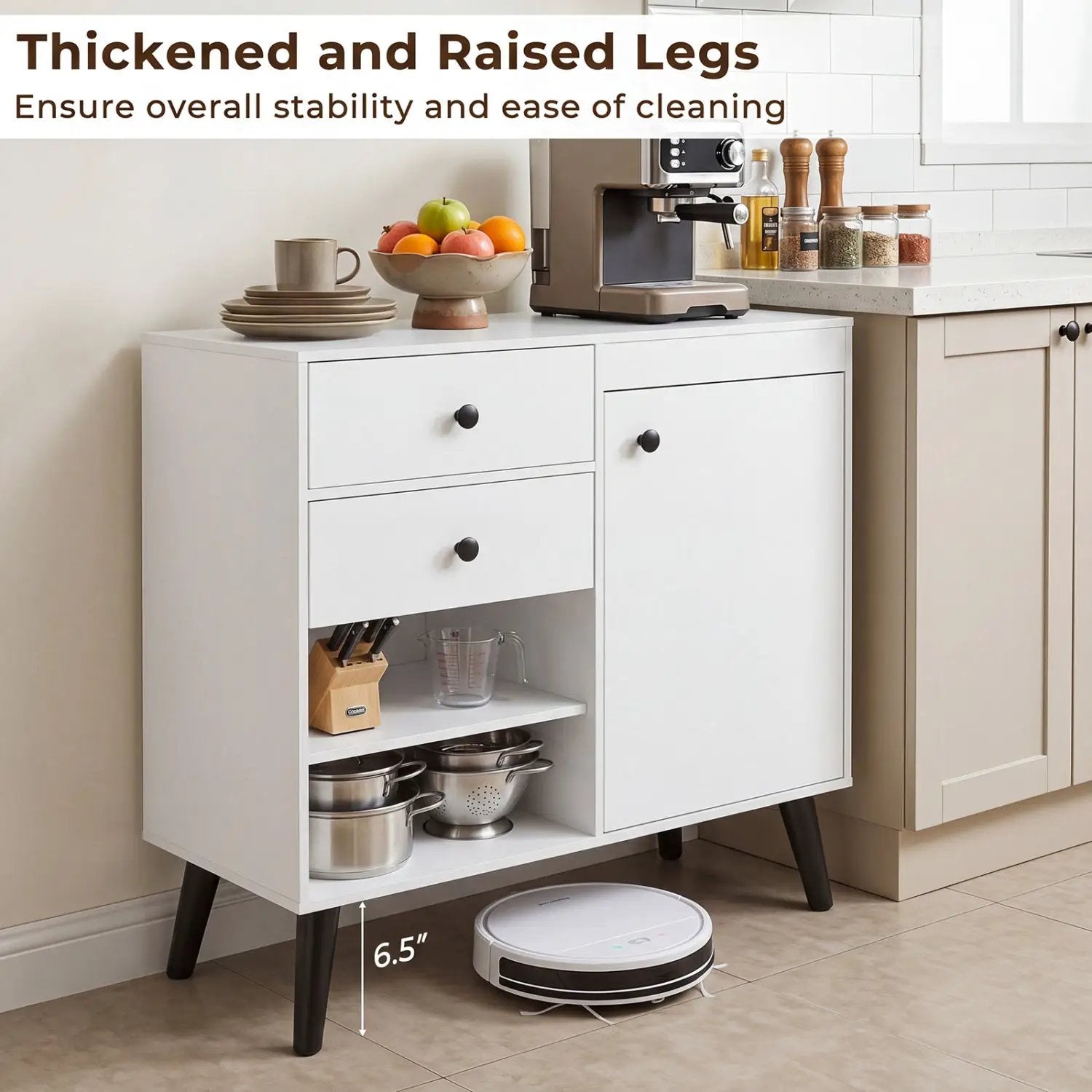 31" Buffet Cabinet Set of 2 with Drawers and Shelves by DirectDeals
