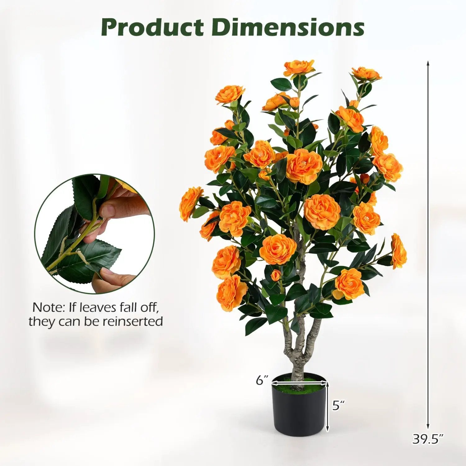 Artificial Camellia Tree 39.5" with Cement Pot - Set of 2 by DirectDeals