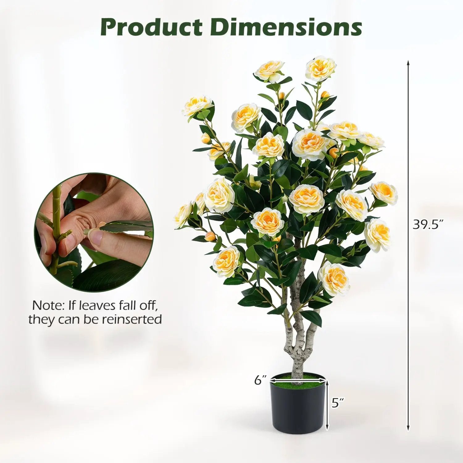 Artificial Camellia Tree 39.5" with Cement Pot - Set of 2 by DirectDeals
