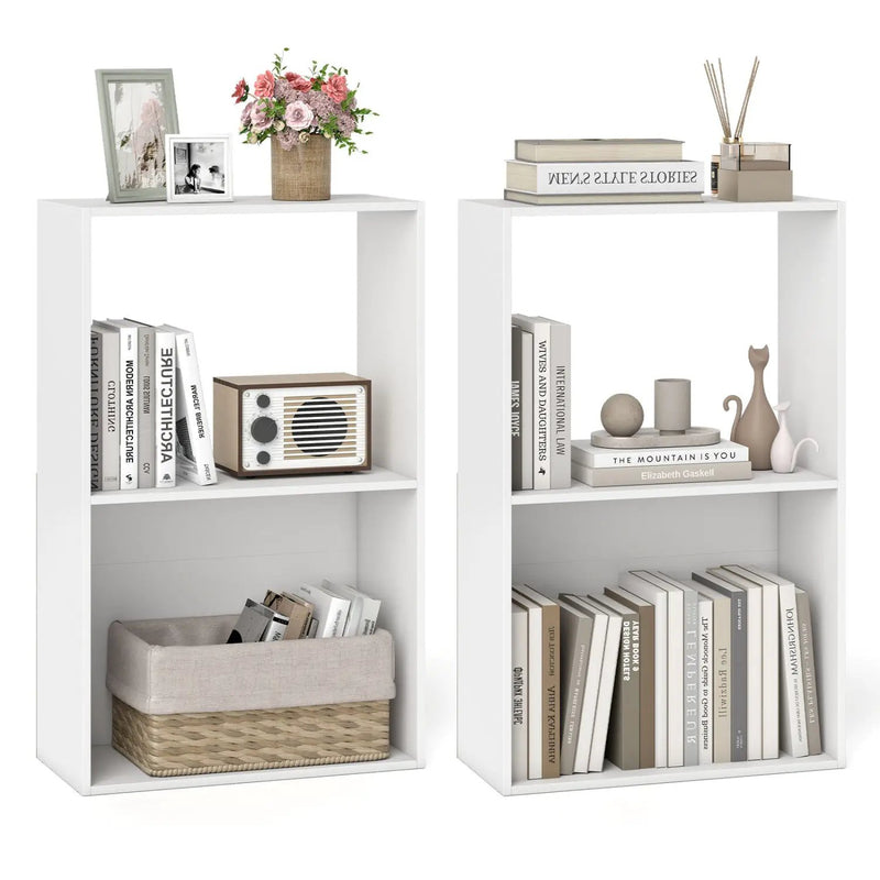 3-Tier Bookshelf with Open Storage - Set of 2 by DirectDeals