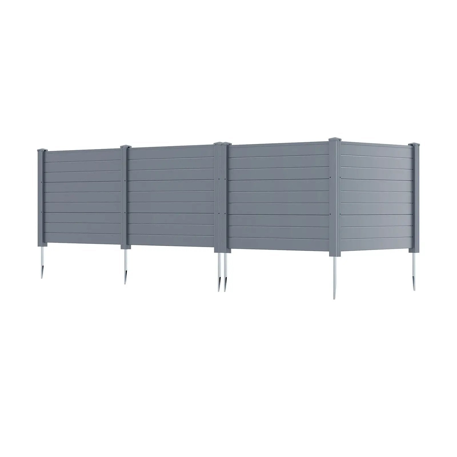 Set of 2 48 x 38 Inch Air Conditioner Fence 2 Panels with Metal Ground Stakes-Gray by DirectDeals