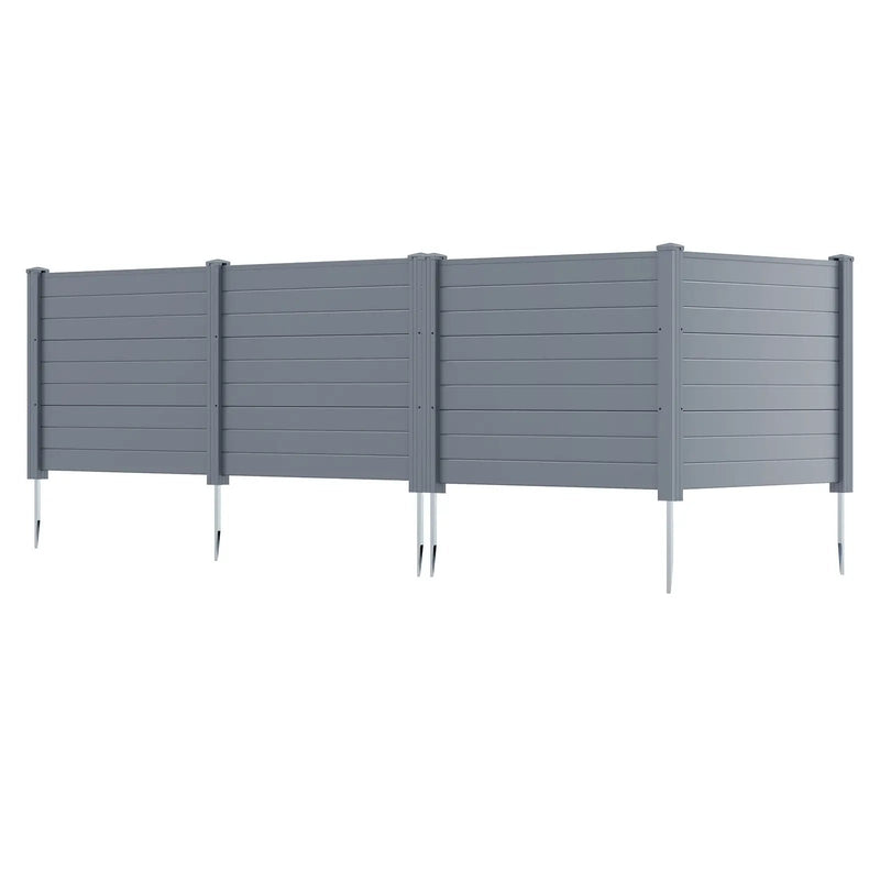 Set of 2 48 x 38 Inch Air Conditioner Fence 2 Panels with Metal Ground Stakes-Gray by DirectDeals