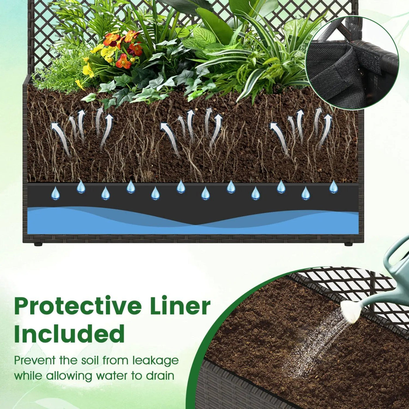 Set of 2 49 Inch Raised Garden Bed with Trellis and Wicker Planter Box by DirectDeals