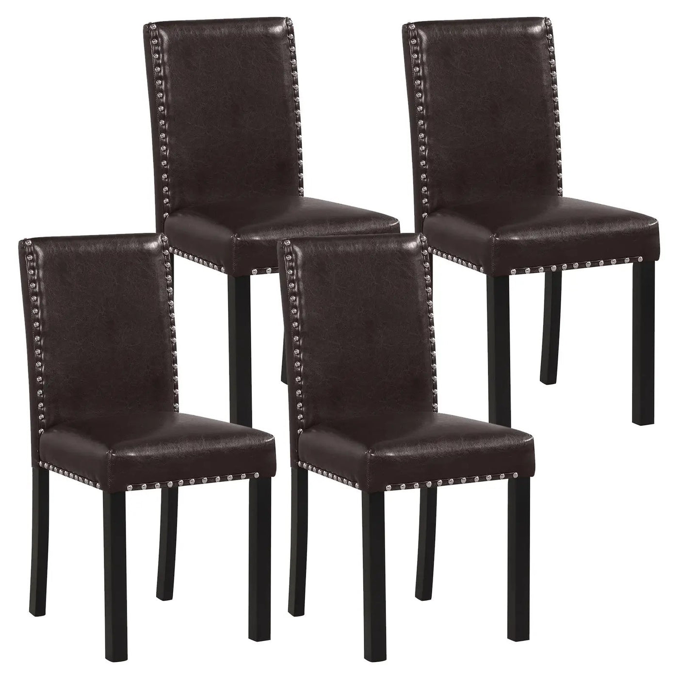 Set of 2/4 Dining Chairs Faux Leather Upholstered Parsons Kitchen Chairs by DirectDeals