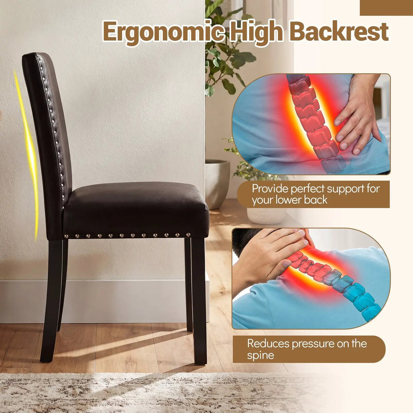 Set of 2/4 Dining Chairs Faux Leather Upholstered Parsons Kitchen Chairs by DirectDeals