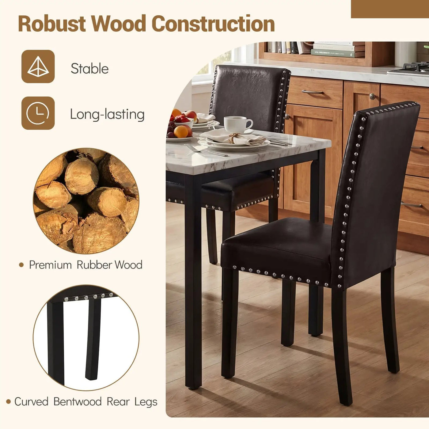 Set of 2/4 Dining Chairs Faux Leather Upholstered Parsons Kitchen Chairs by DirectDeals