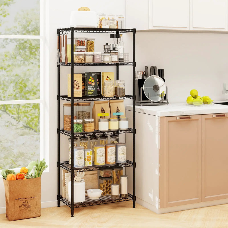 Set of 2 4-Tier Metal Storage Shelving Unit with V-Shaped Wire Rack and 1000 LBS Capacity-Black by DirectDeals