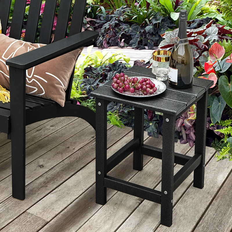 Set of 2 14 Inch Square Weather-Resistant Adirondack Side Table-Black by DirectDeals