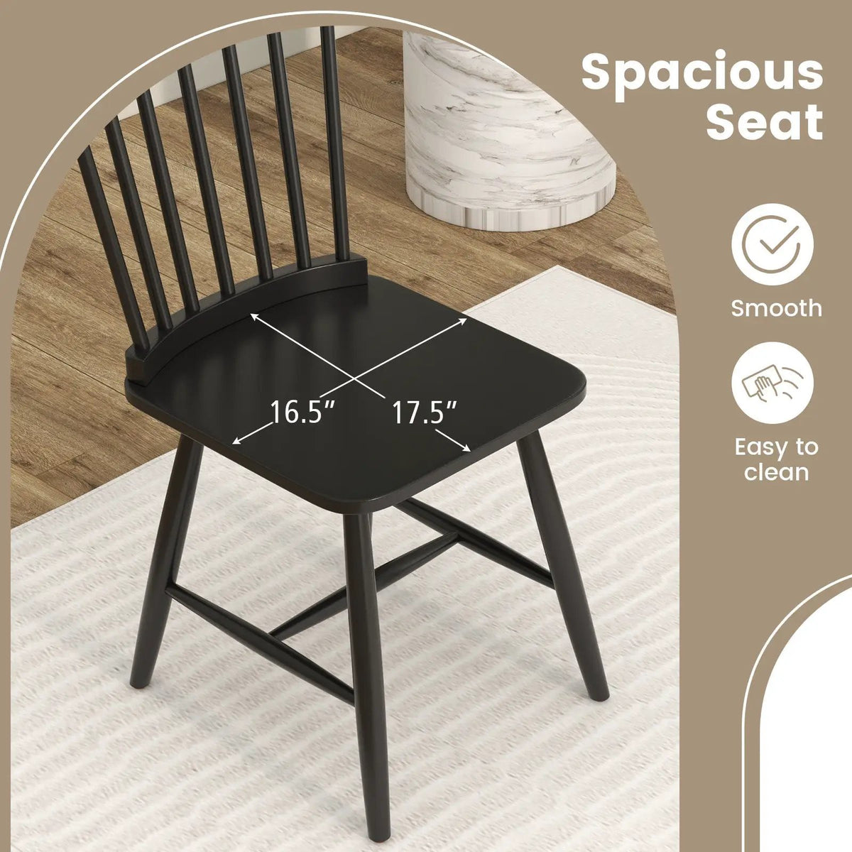 Set of 2 Windsor Dining Chairs with High Spindle Back by DirectDeals