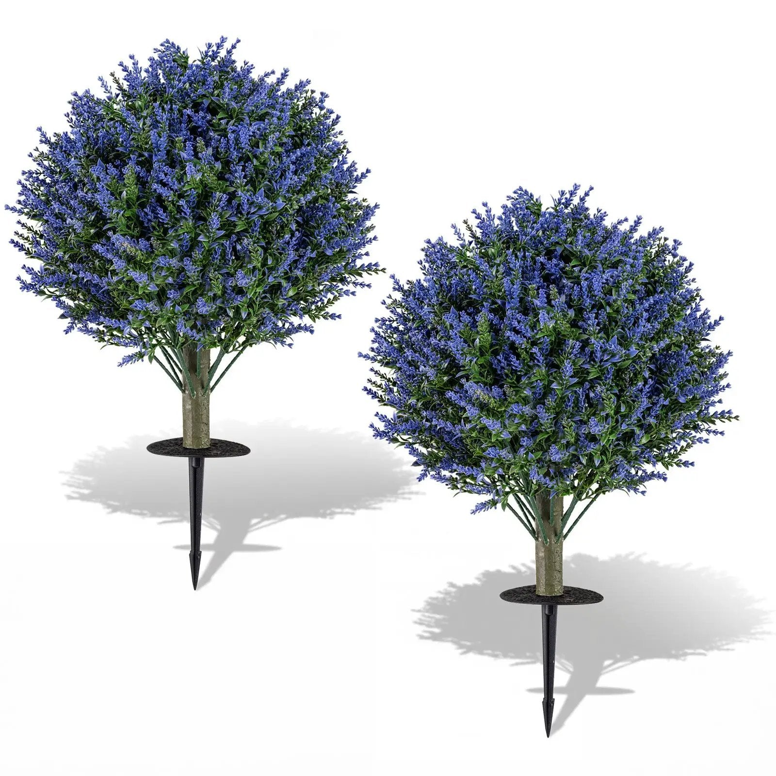 Set of 2 Artificial Lavender Topiary Ball Trees with Ground Spikes by DirectDeals