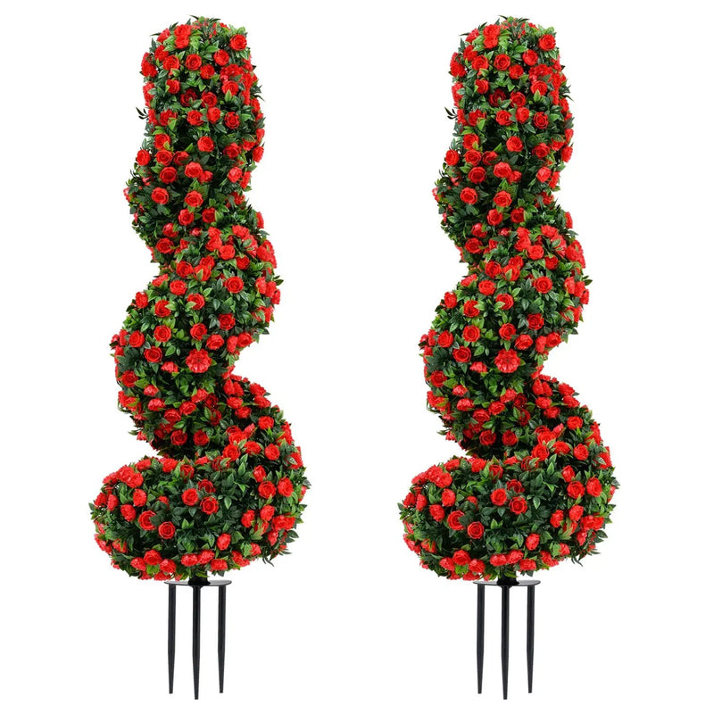 Artificial Spiral Topiary Trees 36" with Ground Spikes Set of 2 by DirectDeals