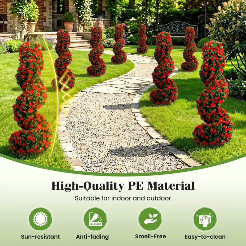 Artificial Spiral Topiary Trees 36" with Ground Spikes Set of 2 by DirectDeals