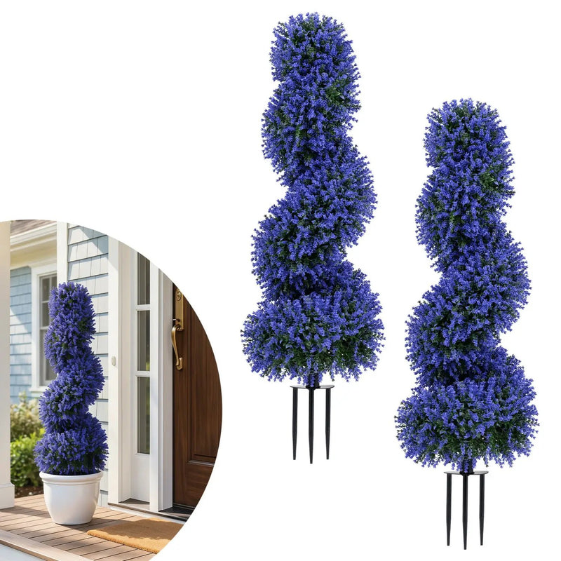 Artificial Spiral Topiary Trees 36" with Ground Spikes Set of 2 by DirectDeals