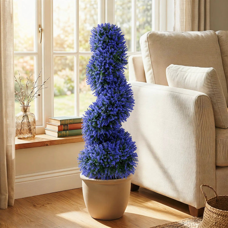 Artificial Spiral Topiary Trees 36" with Ground Spikes Set of 2 by DirectDeals