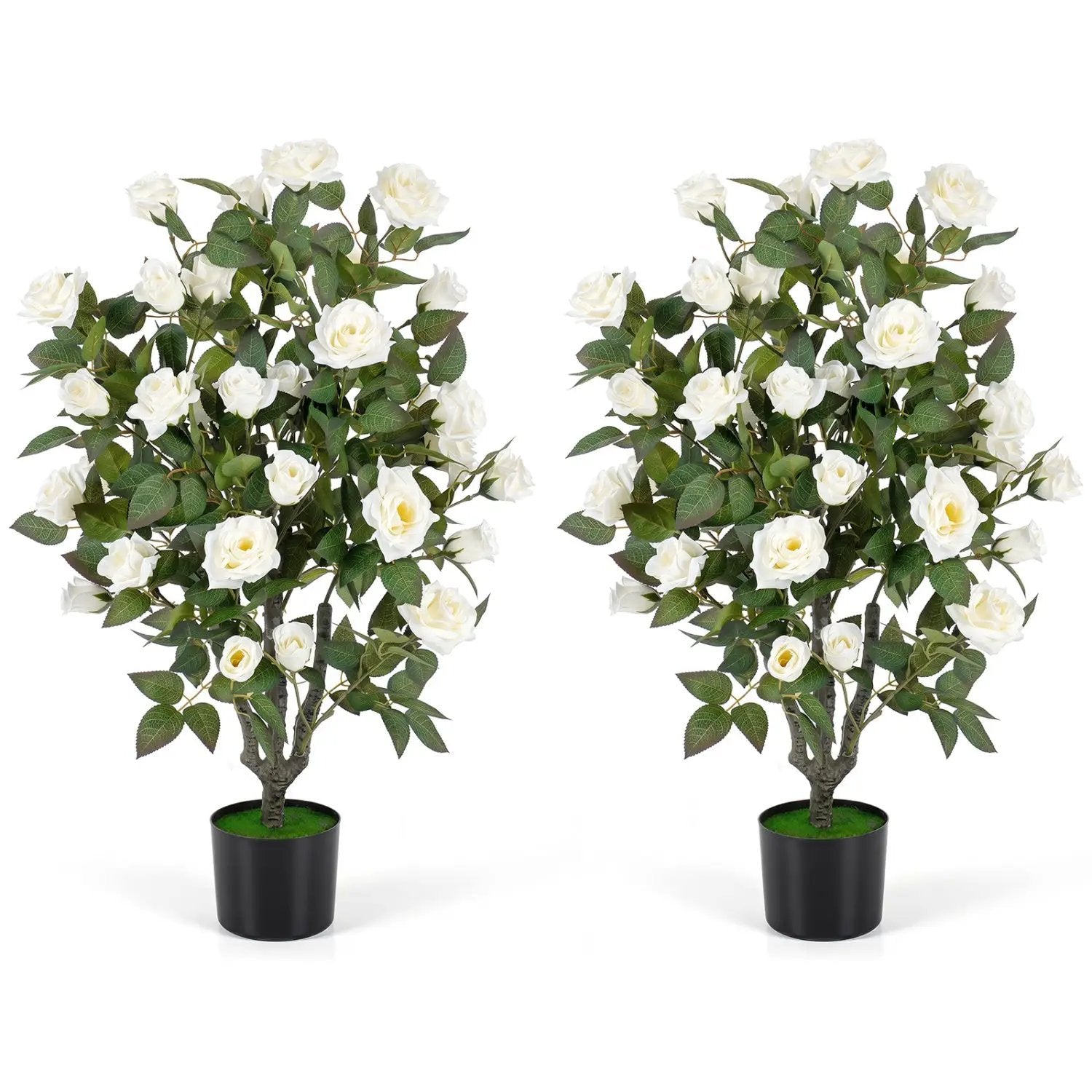 Artificial Rose Tree with Blooming Flowers - Set of 2 by DirectDeals