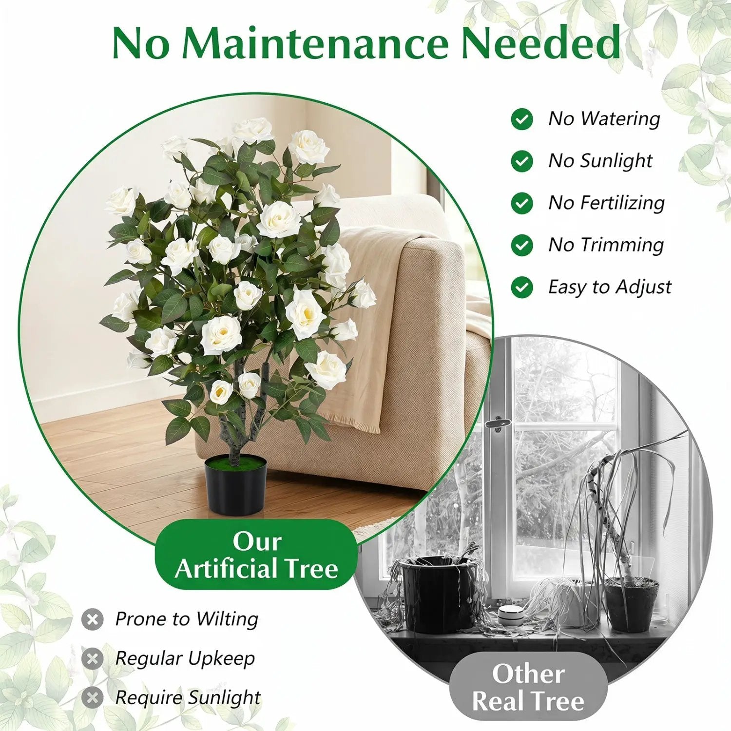 Artificial Rose Tree with Blooming Flowers - Set of 2 by DirectDeals
