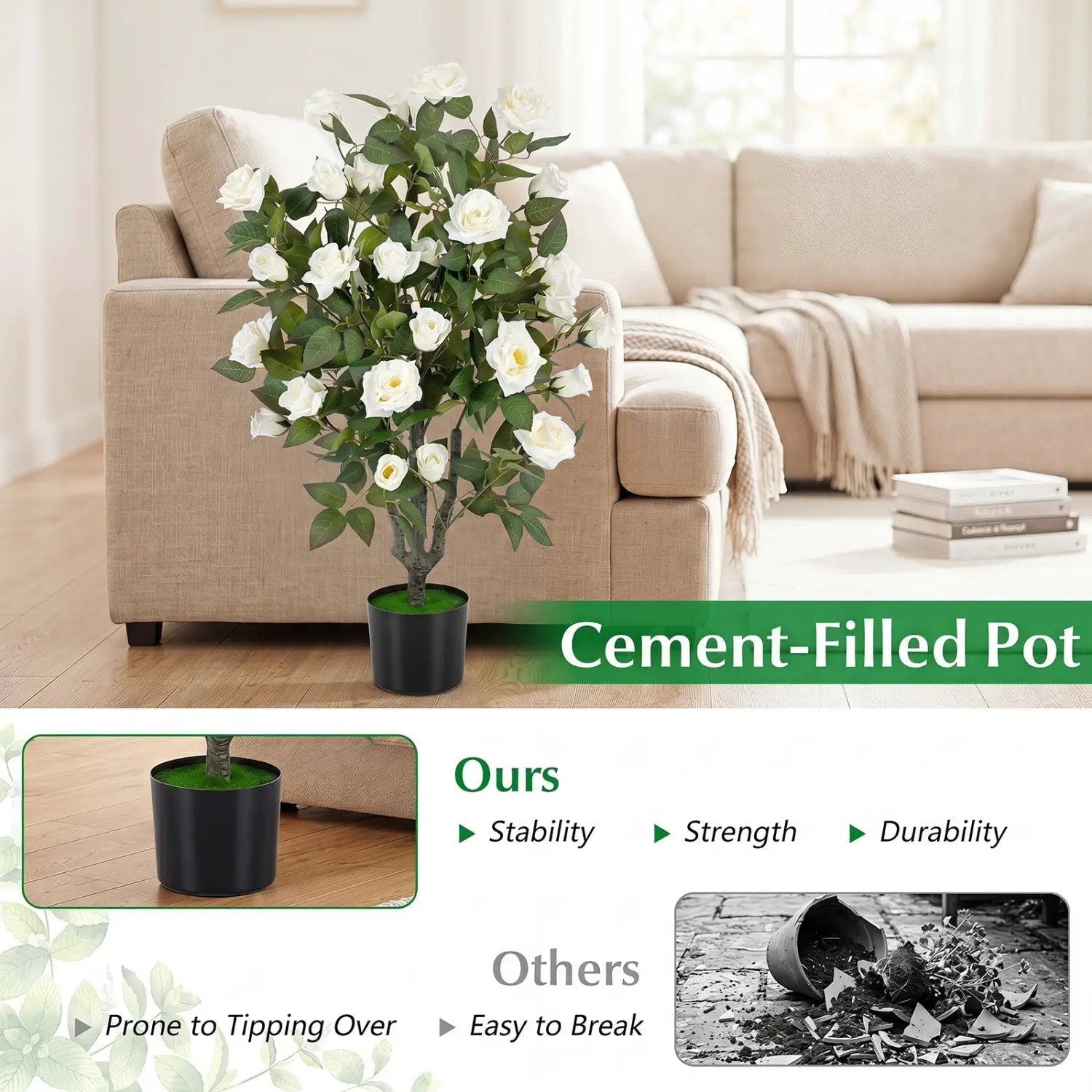 Artificial Rose Tree with Blooming Flowers - Set of 2 by DirectDeals