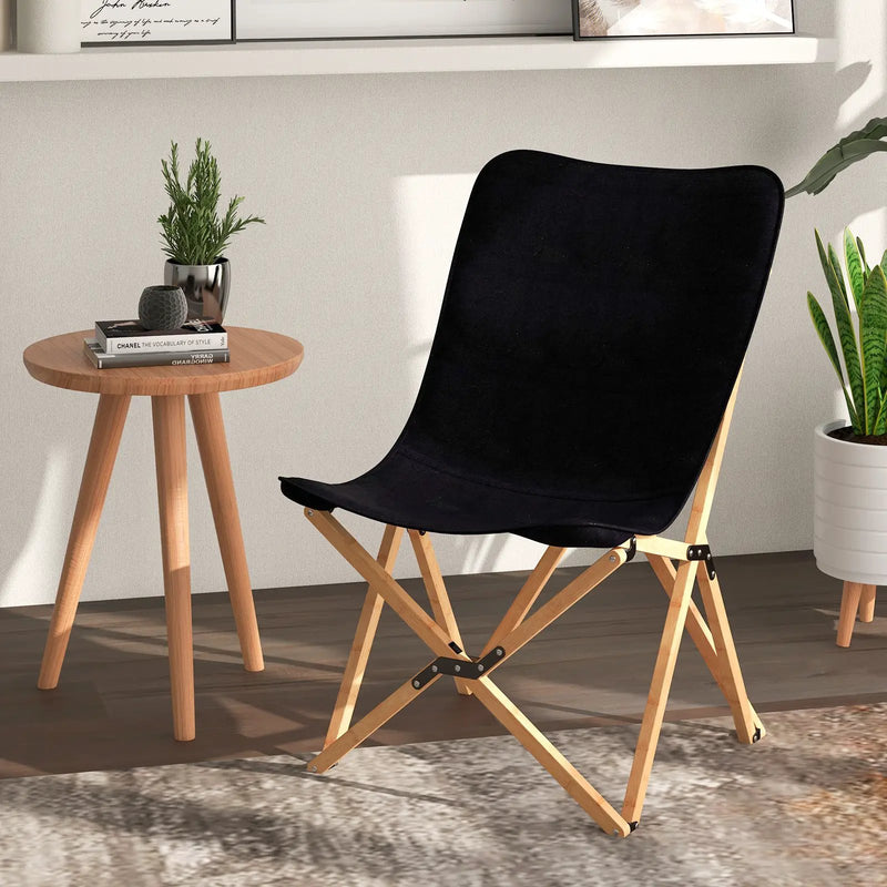 Set of 2 Bamboo Dorm Chair with Storage Pocket for Camping and Fishing by DirectDeals