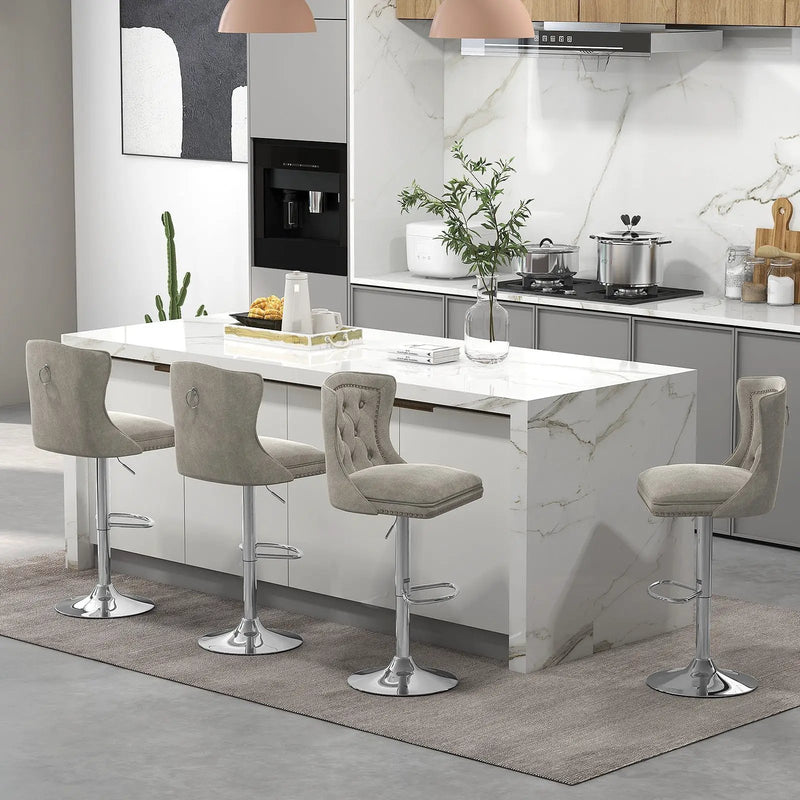 Set of 2 Bar Chairs with Footrest Electroplated Metal Base and Anti-Slip Ring by DirectDeals