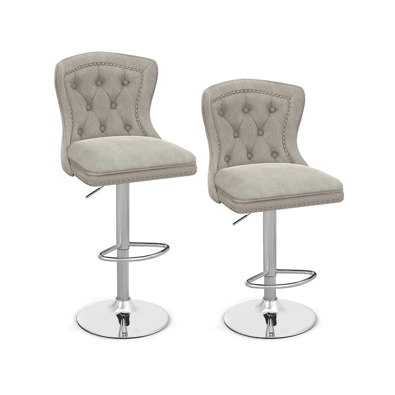 Set of 2 Bar Chairs with Footrest Electroplated Metal Base and Anti-Slip Ring by DirectDeals