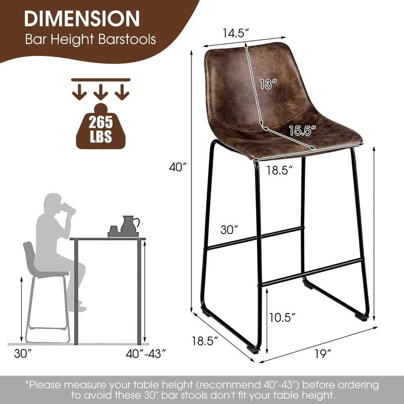 Set of 2 Bar Stool Faux Suede Upholstered Chairs by DirectDeals