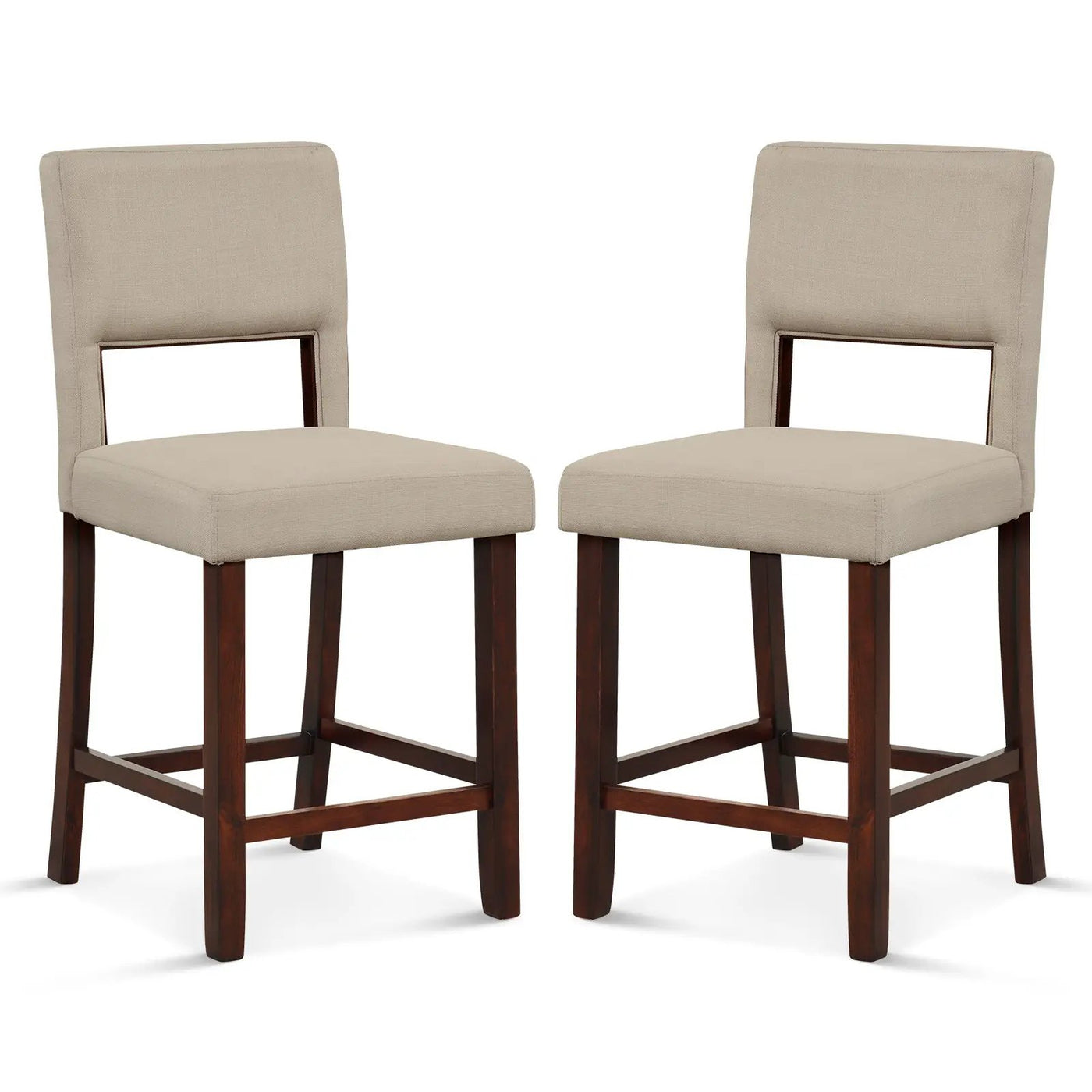 2 Piece Bar Chair Set with Hollowed Back and Rubber Wood Legs by DirectDeals