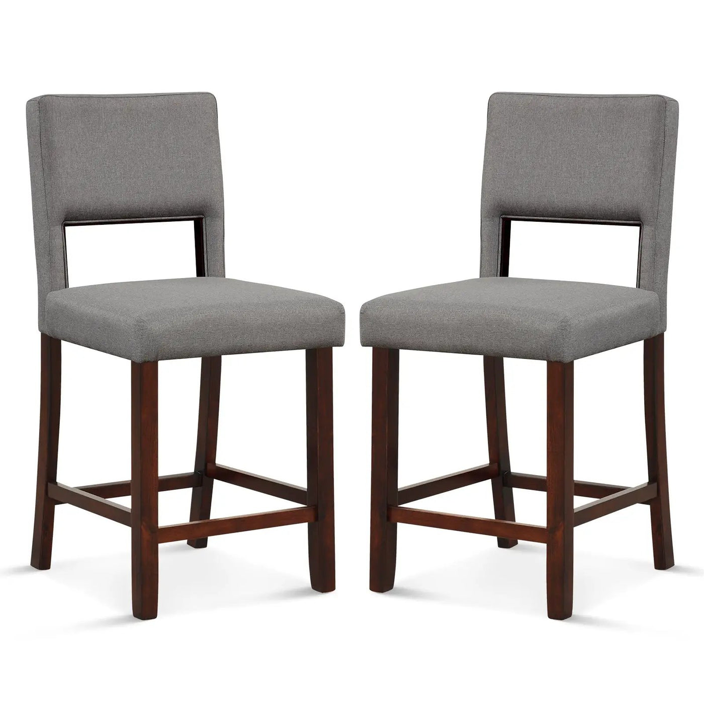 2 Piece Bar Chair Set with Hollowed Back and Rubber Wood Legs by DirectDeals