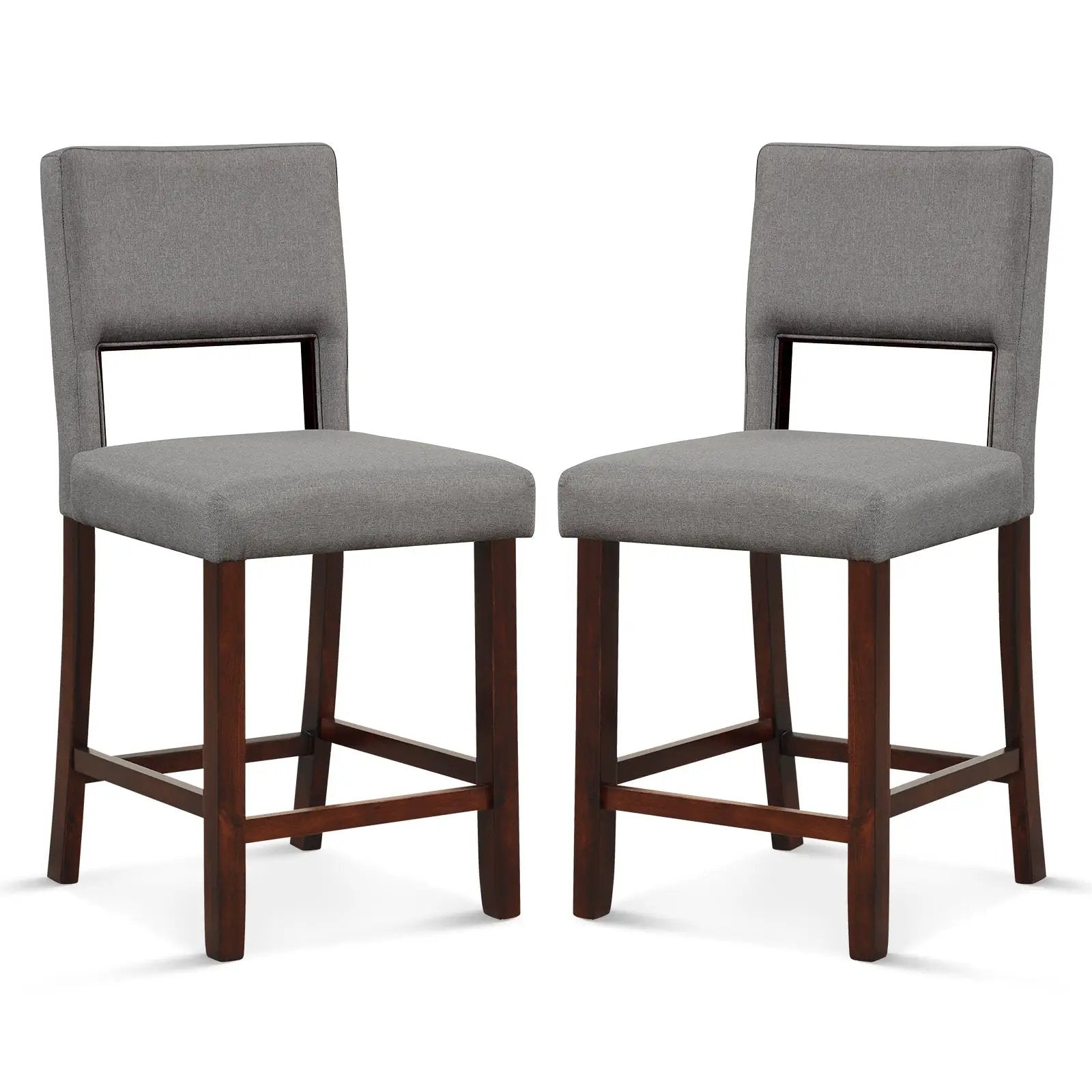 2 Piece Bar Chair Set with Hollowed Back and Rubber Wood Legs by DirectDeals