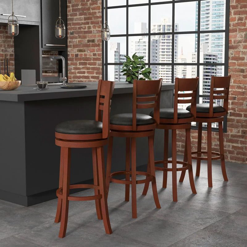 Set of 2 360° Bar Stools with PU Upholstered Seats-Brown by DirectDeals
