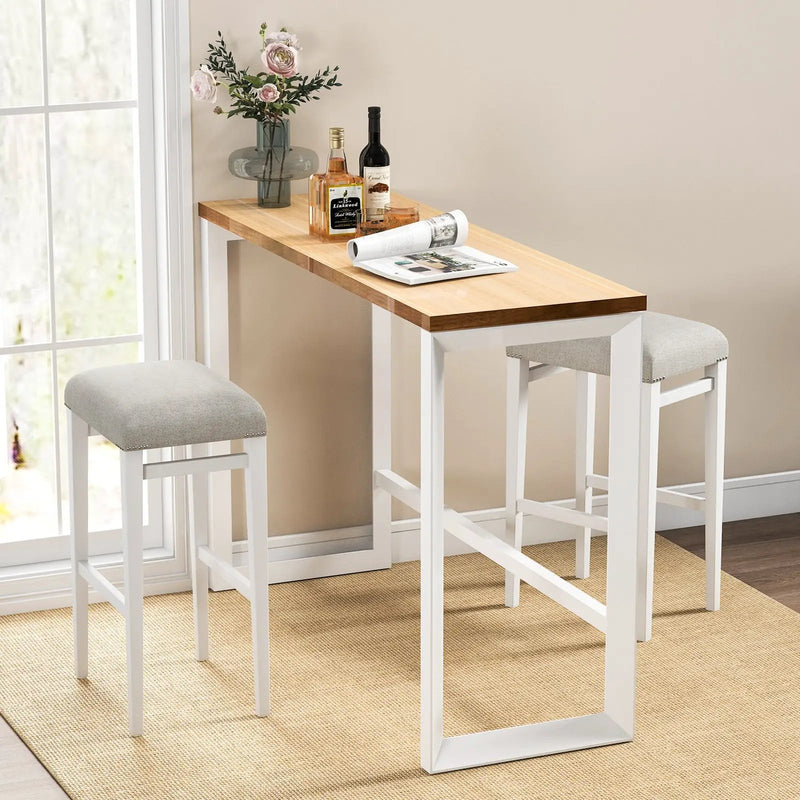 2 Pieces 24.5/29.5 Inch Backless Barstools with Padded Seat Cushions by DirectDeals