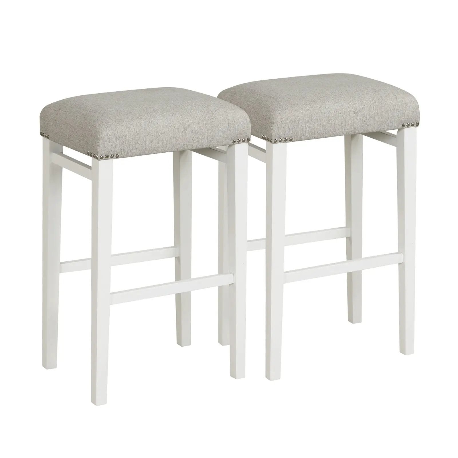 2 Pieces 24.5/29.5 Inch Backless Barstools with Padded Seat Cushions by DirectDeals