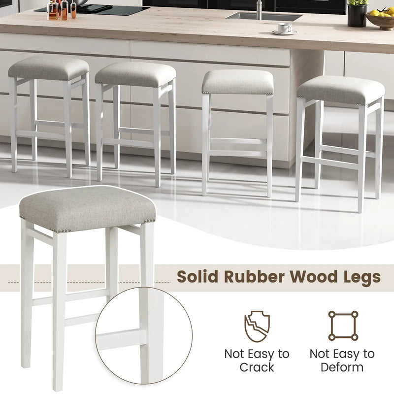 2 Pieces 24.5/29.5 Inch Backless Barstools with Padded Seat Cushions by DirectDeals