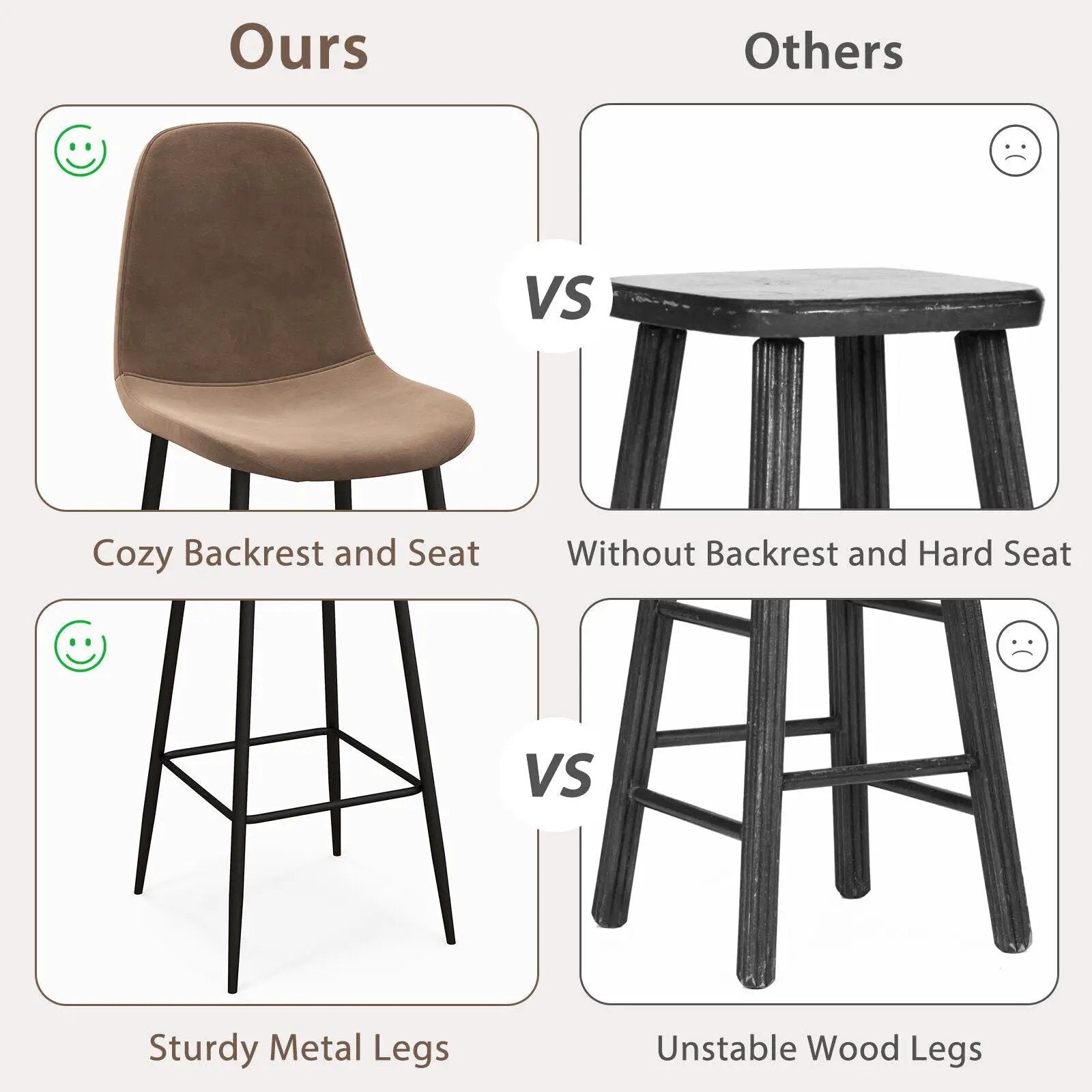 29.5 Inches High Back Bar Stools Set of 2 by DirectDeals
