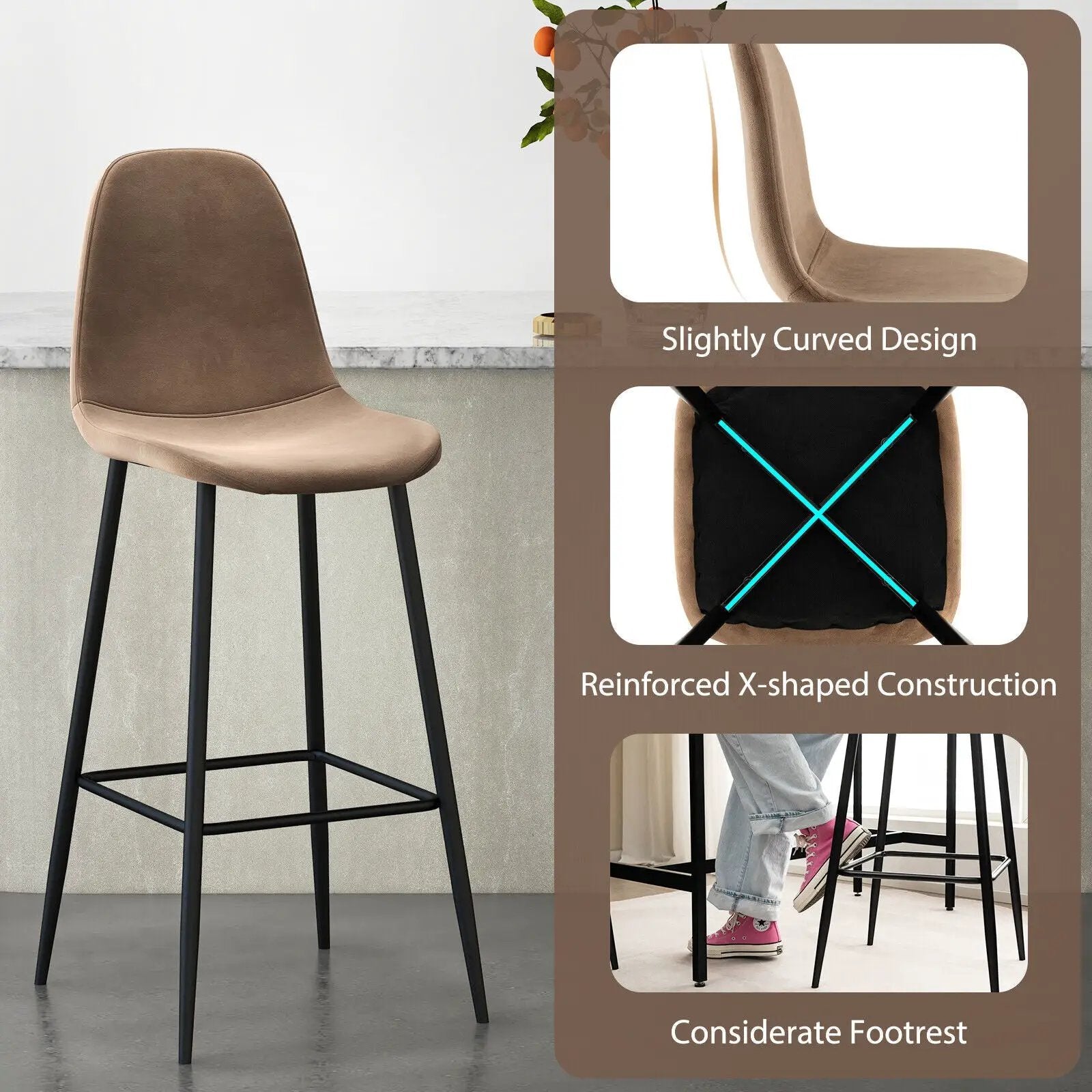 29.5 Inches High Back Bar Stools Set of 2 by DirectDeals