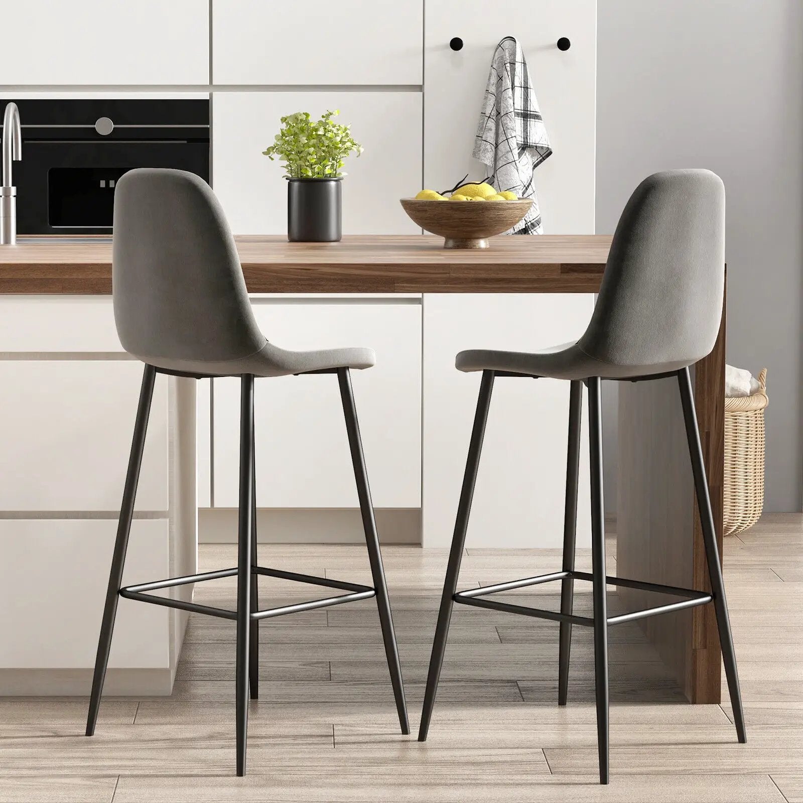 29.5 Inches High Back Bar Stools Set of 2 by DirectDeals