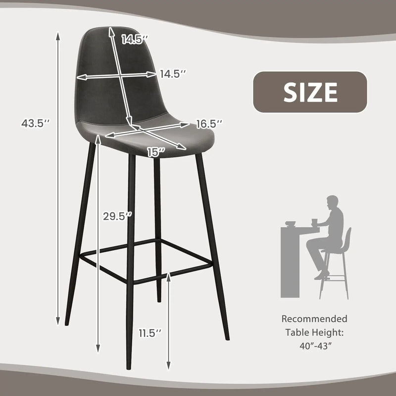 29.5 Inches High Back Bar Stools Set of 2 by DirectDeals