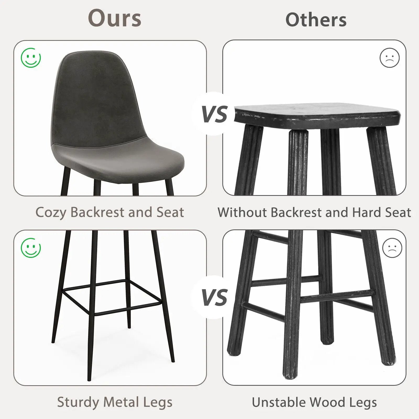 29.5 Inches High Back Bar Stools Set of 2 by DirectDeals