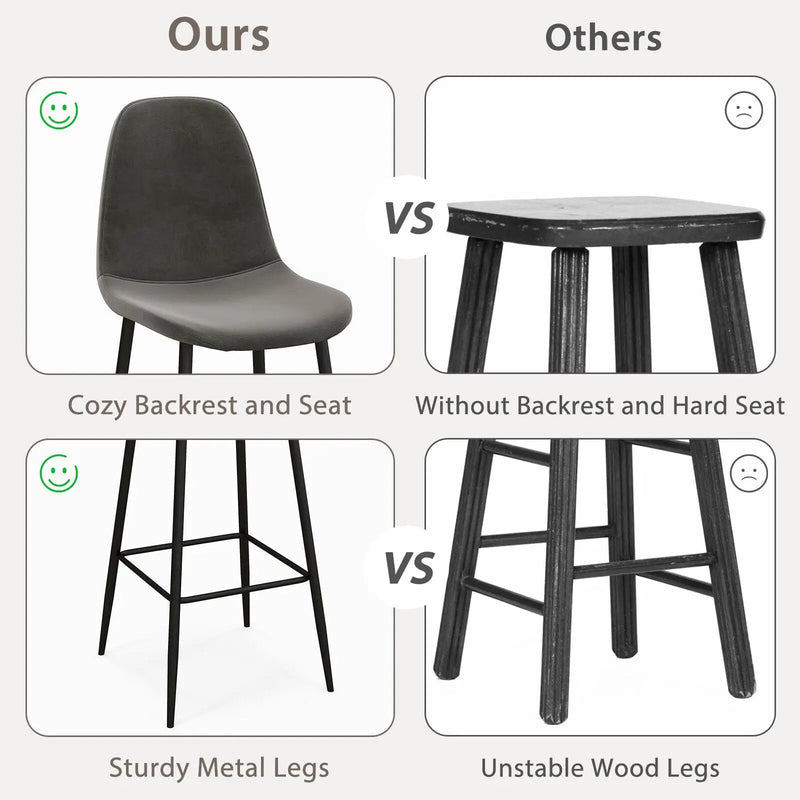 29.5 Inches High Back Bar Stools Set of 2 by DirectDeals