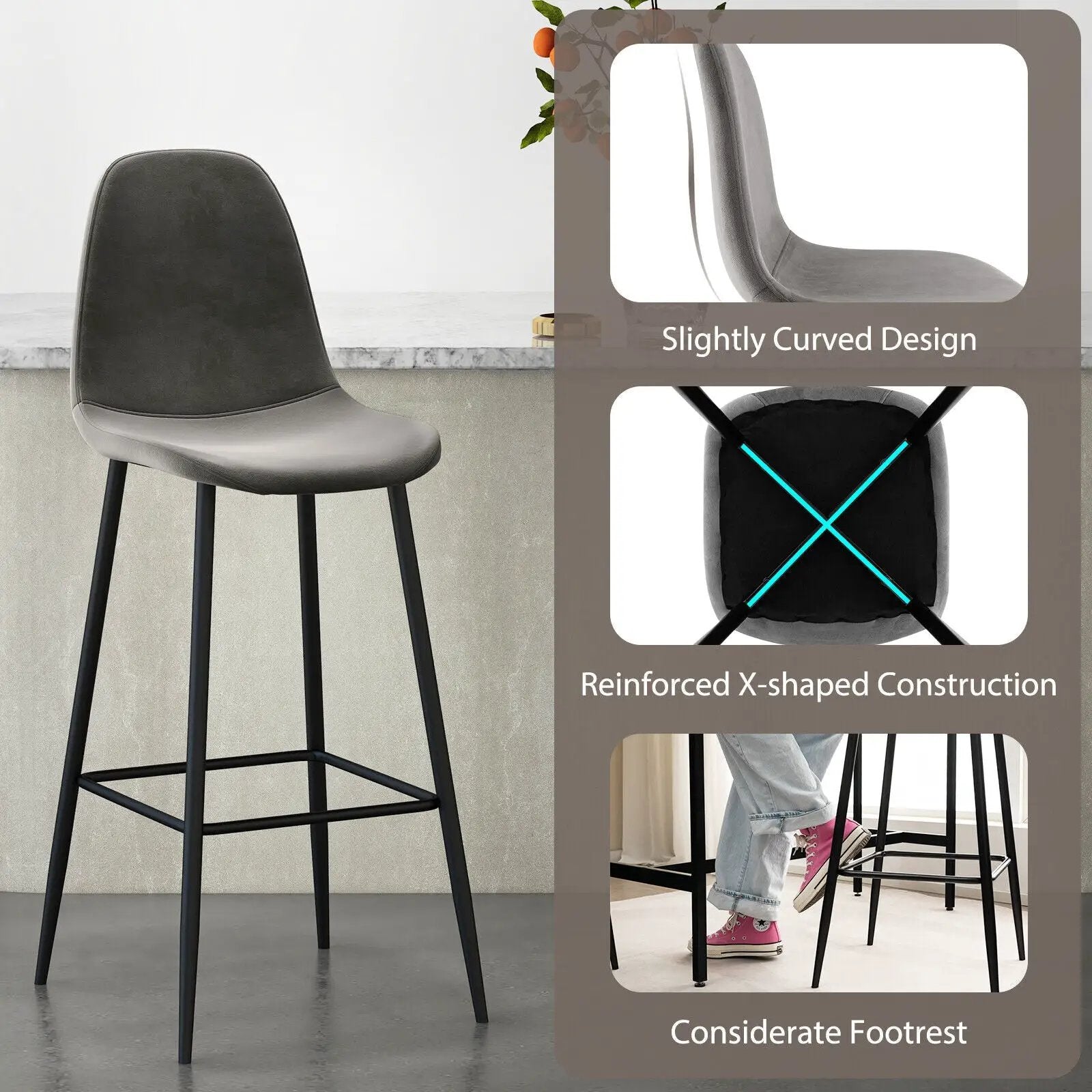 29.5 Inches High Back Bar Stools Set of 2 by DirectDeals