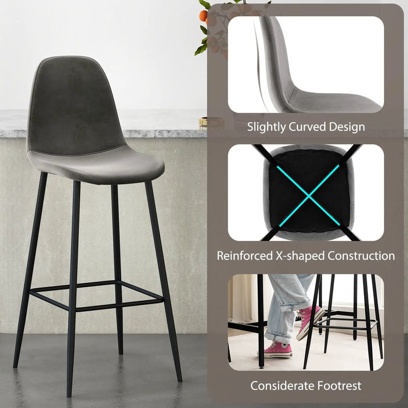 29.5 Inches High Back Bar Stools Set of 2 by DirectDeals
