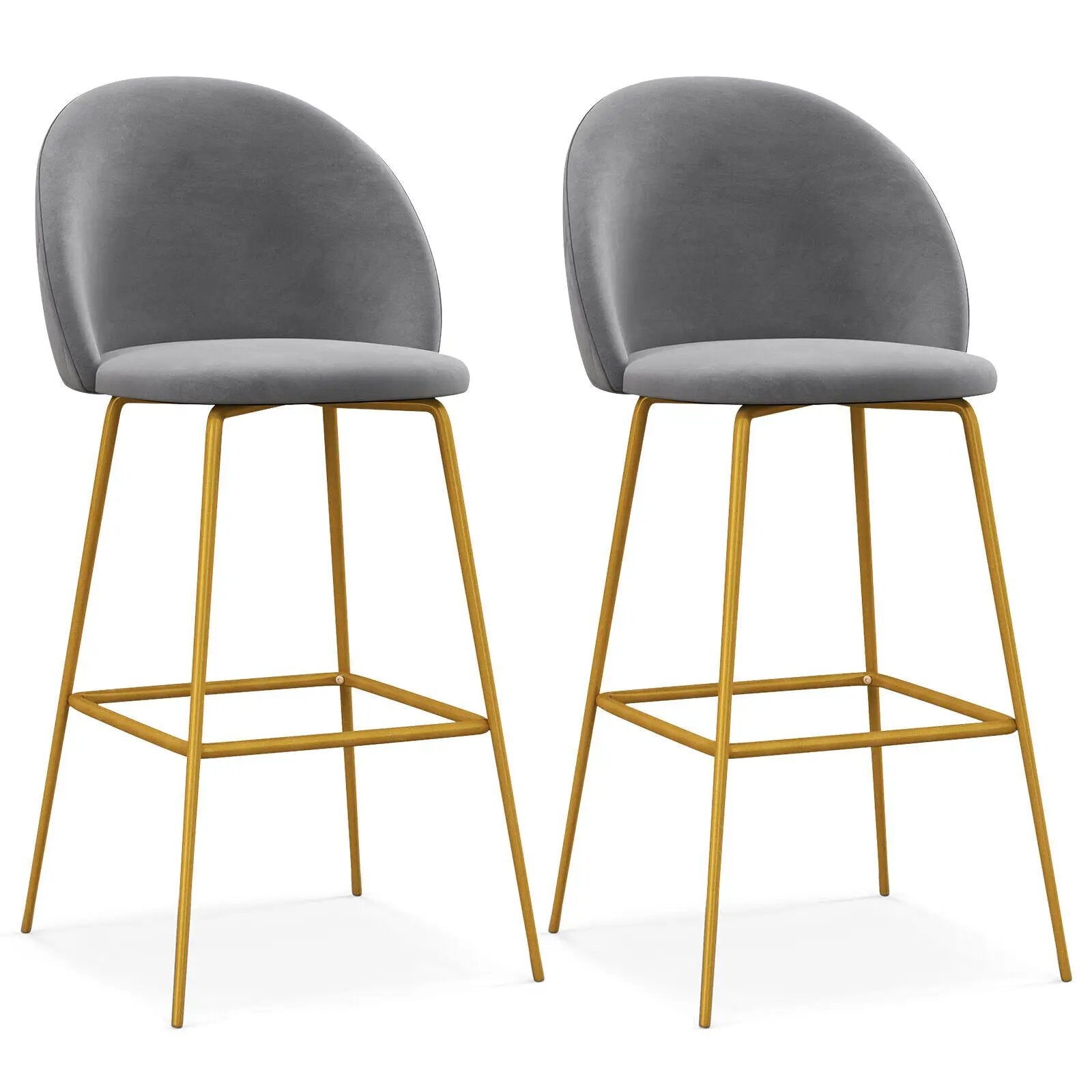 29 Inches Set of 2 Bar Stoolswith Padded Seats-Gray by DirectDeals