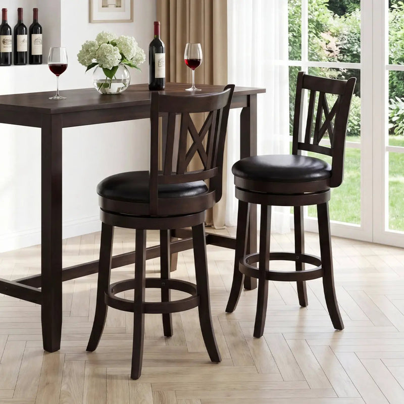 Swivel Bar Stools Set of 2 with Backrest - 30 Inch by DirectDeals