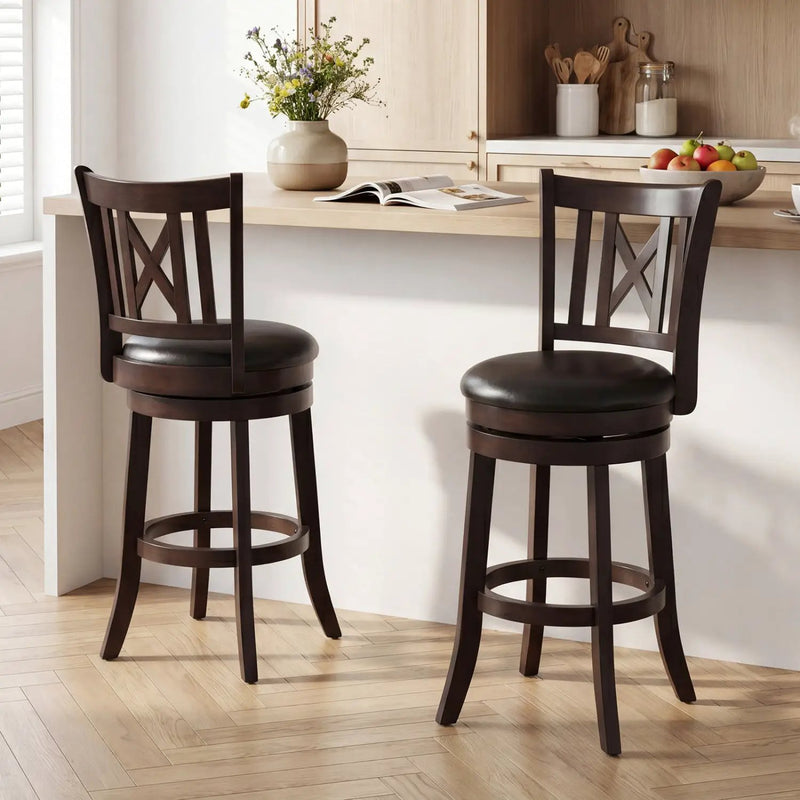 Swivel Bar Stools Set of 2 with Backrest - 30 Inch by DirectDeals