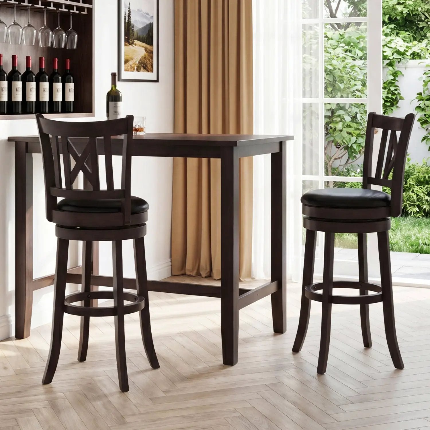 Swivel Bar Stools Set of 2 with Backrest - 30 Inch by DirectDeals
